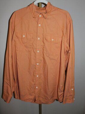 Men's Orange Orvis Button Up Shirt, Size Large